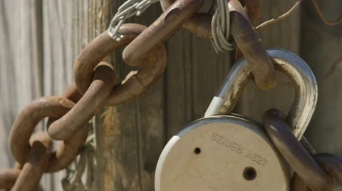 Ranch Gate Lock Close Up Pan Stock Footage 59101578