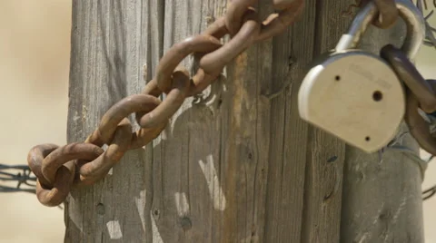 Ranch Gate Lock Medium Shot Pan Stock Footage 59101561