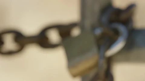 Ranch Gate Locked Close Up Rack Focus Stock Footage 59101280