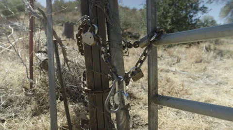 Ranch Gate Locked Slide Stock Footage 59101487