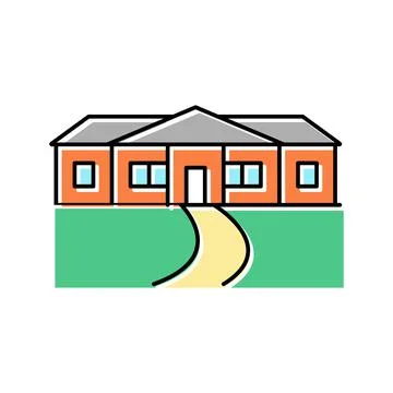 Ranch house color icon vector illustration Stock Illustration