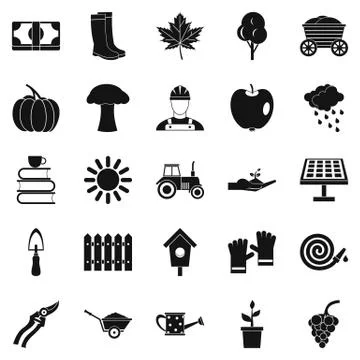 Ranch icons set, simple style Stock Illustration