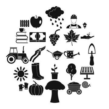 Ranch icons set, simple style Stock Illustration