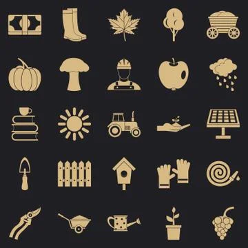Ranch icons set, simple style Stock Illustration