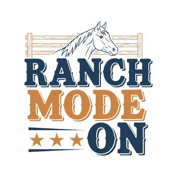 Ranch mode activated with horse logo and rustic design elements tshirt design Stock Illustration
