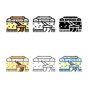 Ranch style forms house color icon vector Stock Illustration