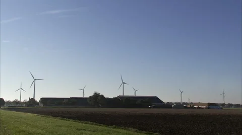 Ranch surrounderd by Wind Power Stock Footage 62309902