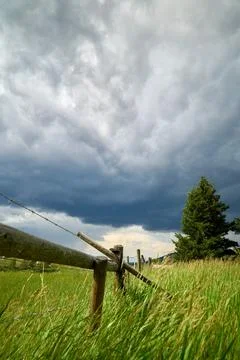 Ranchland Storm Clouds vertical 스톡 사진