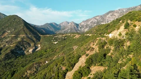 Rancho Cucamonga California Mountain Range in the desert with roads and trees Stock Footage 228832048