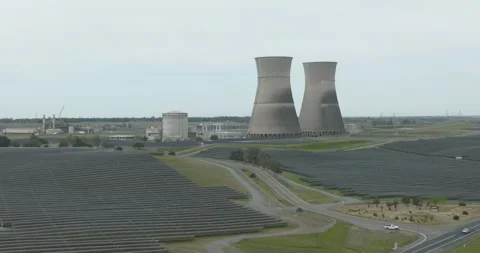 Rancho Seco Nuclear Generating Station Drone Aerial View Stock Footage 194743786