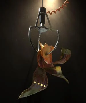 Rand Notes In A Robotic Claw Stock Photos