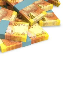 Rand notes scattered pile Illustrazione stock