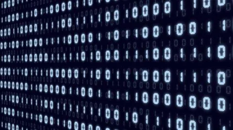 Random 0 and 1 binary code 3D background (blue) Stock Illustration