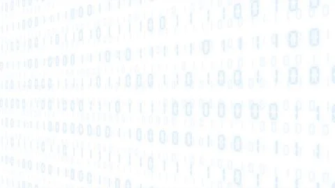 Random 0 and 1 binary code 3D background (light blue on white background) Illustration