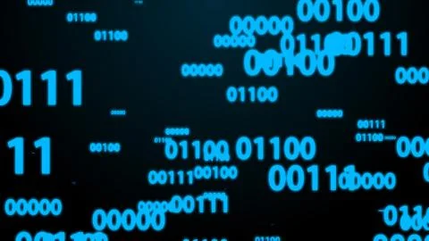 Random 5 Digit Binary Numbers Spreading The Screen in Blue Color Background Stock Illustration
