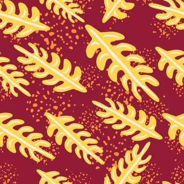 Random abstract botanic seamless pattern with light yellow leaf branches prin Stock Illustration