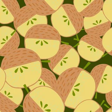 Random abstract fruit seamless pattern with orange and pink pastel tones appl Stock Illustration