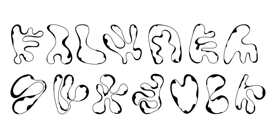Random abstract liquid organic black irregular blotch shapes Stock Illustration