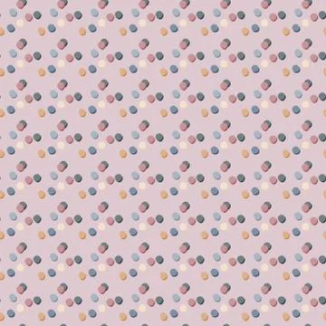 Random abstract polka dot seamless pattern. Small dots in blue, pink, purple  Illustrazione stock