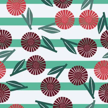 Random abstract seamless pattern with pink geometric flowers elements print.  Illustrazione stock