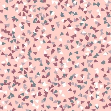 Random abstract seamless pattern with triangles. Pink background and elements Stock Illustration