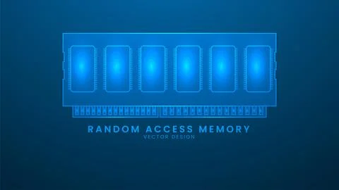 Random access memory. Computer hardware ram. Vector illustration with light.. Illustrazione stock