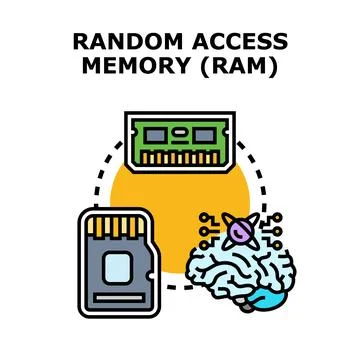 Random access memory concept with data storage and artificial intelligence Stock Illustration