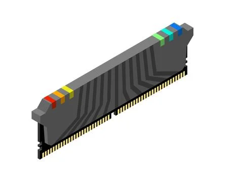 Random access memory isolated. RAM memory card.  Computer component DDR Stock Illustration