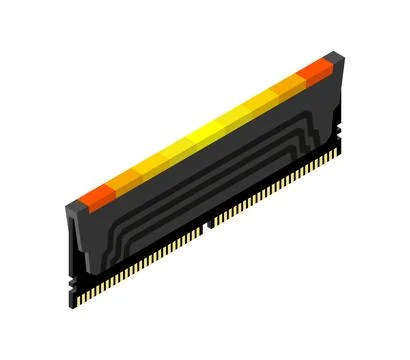 Random access memory isolated. RAM memory card.  Computer component DDR Ilustración de archivo