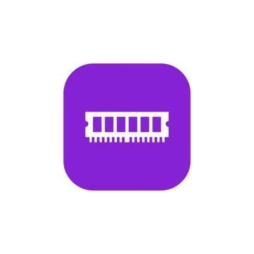 Random access memory ram stick on purple rounded square icon for computer c.. Stock Illustration