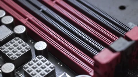 Random Access Memory Slots on Motherboard Stock Footage 304192276
