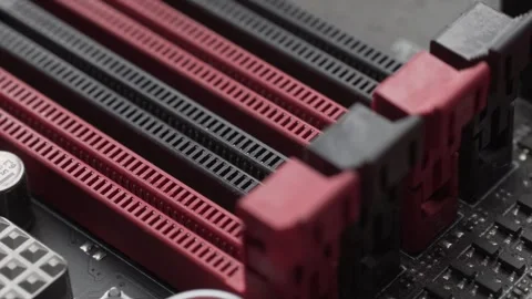 Random Access Memory Slots on Motherboard Stock Footage 304192603