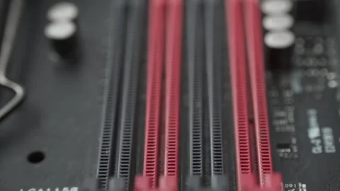 Random Access Memory Slots on Motherboard Stock Footage 304192983