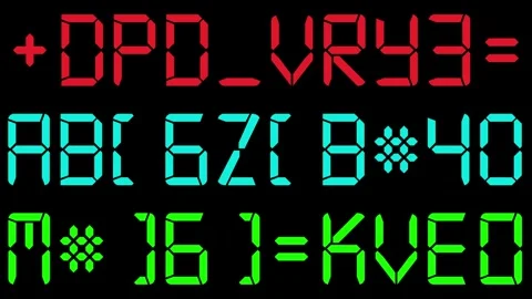 Random Alphanumeric Red, Blue and Green Characters in 3 Rows on Black bg Stock Footage 282485803
