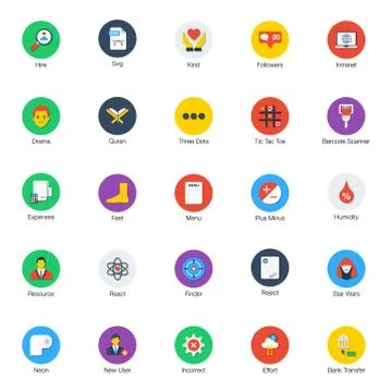 Random Basic Flat Icons Bundle 스톡 일러스트