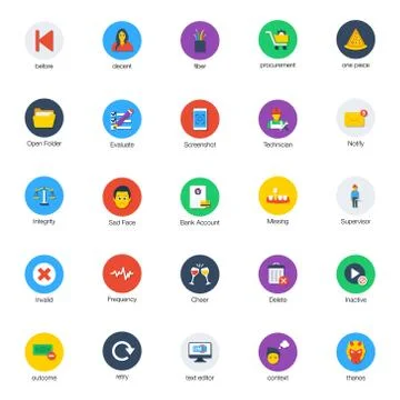 Random Basic Flat Icons Set Stock Illustration
