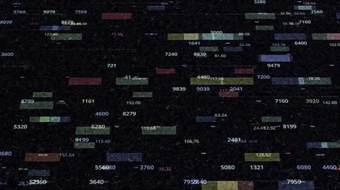 Random big data digital code on a black background, seamless loop. Animation Stockillustratie