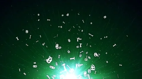 Random Binary Animation, Mathematic, Rendering, Background, Loop, Alpha Matte Stock Footage 138474197
