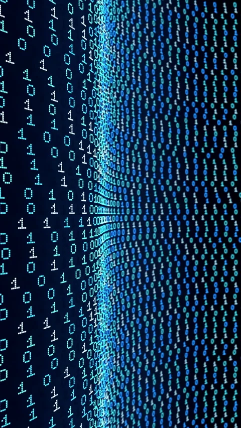 Random binary code moves from left to right, vertical format. Stock Footage 316421621