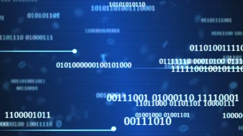 Random Binary Codes and Computer Themed Animation - Loop Blue Stock Footage 71792325