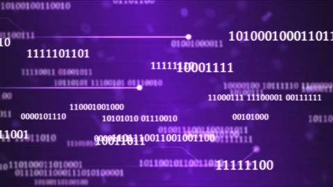 Random Binary Codes and Computer Themed Animation - Loop Violet Video stock 71798717