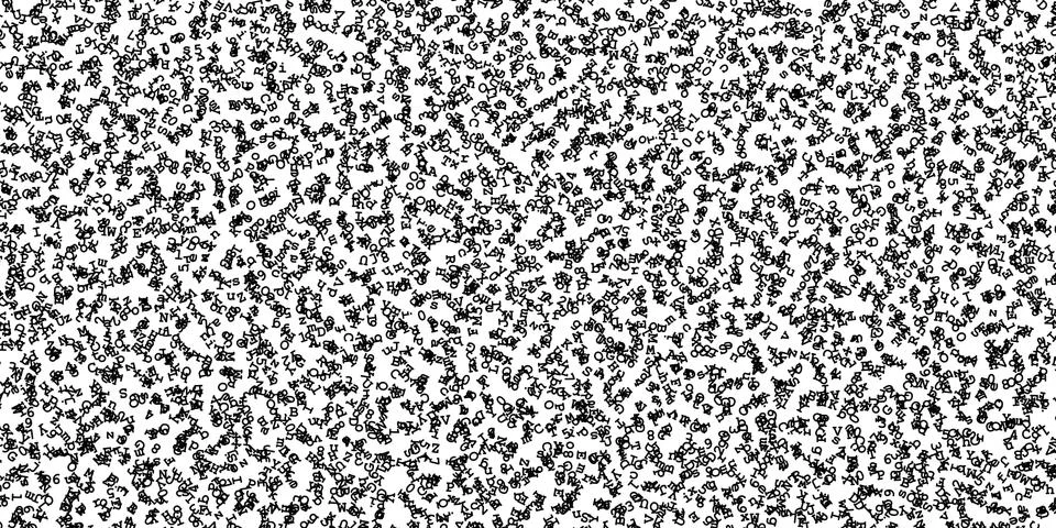 Random black digits and letters on white background Stock-Illustration