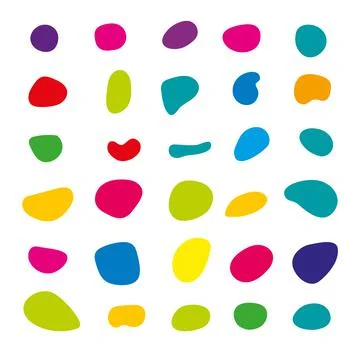 Random blob colorful organic pattern spot shape. Amorphous ink blob geometric Stock Illustration