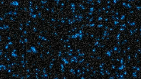 Random blue and black flat flashing particle static view abstract futuristic big Stock Footage 115800115