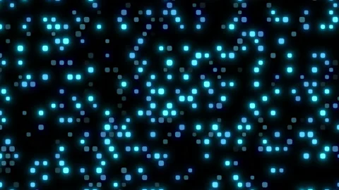 Random blue squares pattern with neon led light Video stock 235852544
