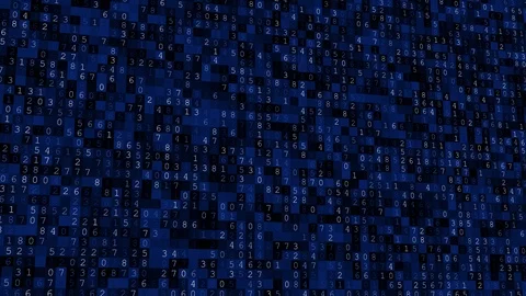 Random blue tiles of numbers 3D background. Internet cyber security concept Stock Footage 123373936