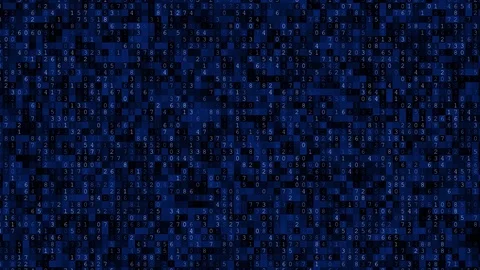 Random blue tiles of numbers 3D background. Zooming characters. Internet cybe Stock Footage 123374139