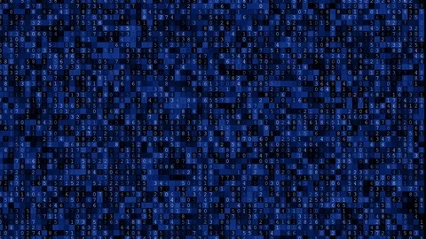 Random blue tiles of numbers flat background.Internet cyber security concept Stock Footage 123374237