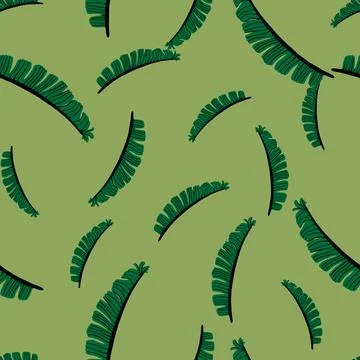 Random botanic exotic seamless pattern with hand drawn fern leaf shapes. Ligh Stock Illustration