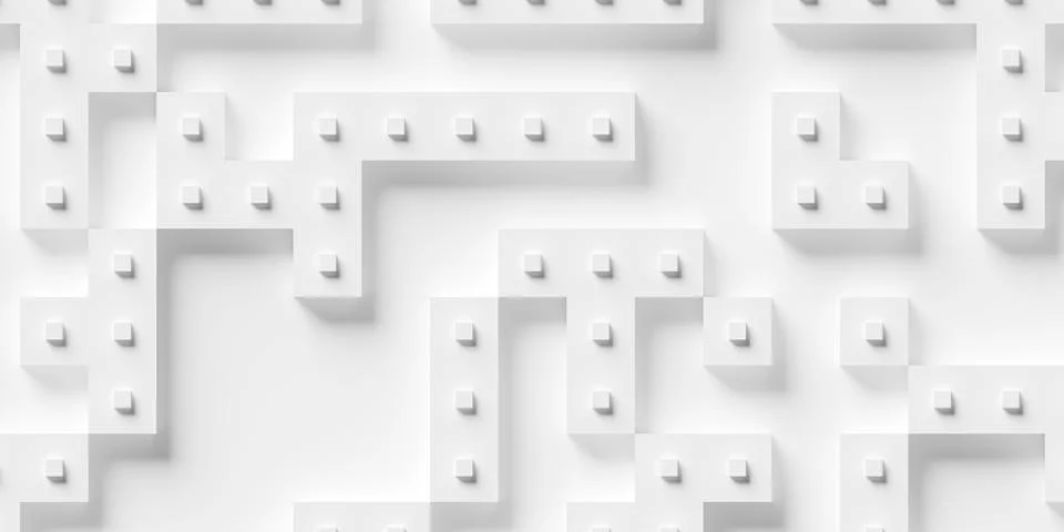Random brick shaped white cube boxes or block background wallpaper banner tem Stock Illustration